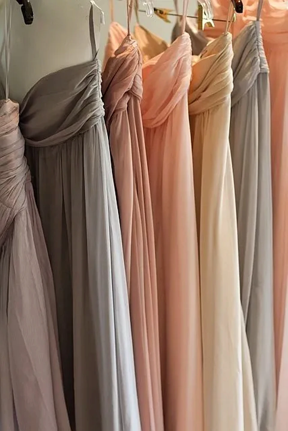 Soft neutral bridesmaid dresses